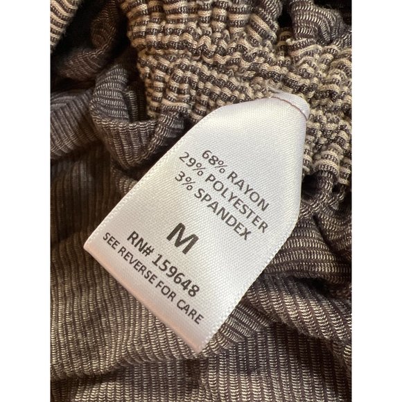 Livana Fine Striped Ruched Long Sleeve Mini Dress Brown Cream Size Large NWT - Picture 5 of 6